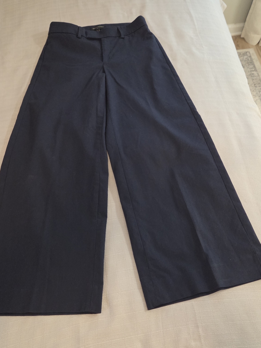Banana Republic Navy High rise Wide-Leg Petite Trousers